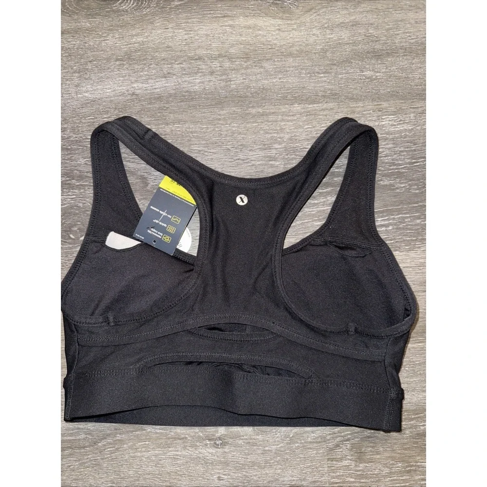 Women's size small Black Sports Bra Quick Dry‎ Removable Pads, Medium Support